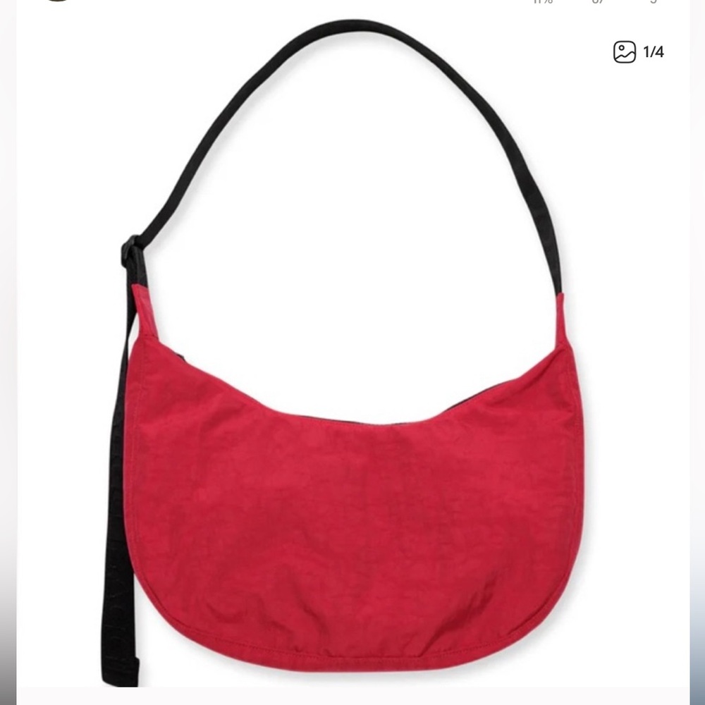 Red Baggu Medium Nylon Crescent Bag